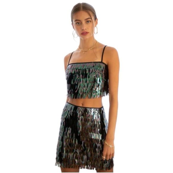 HOUSE OF HOWRLOW 1960 Sequin Mini Skirt Size XXS And Top Size S SET. - Picture 6 of 9